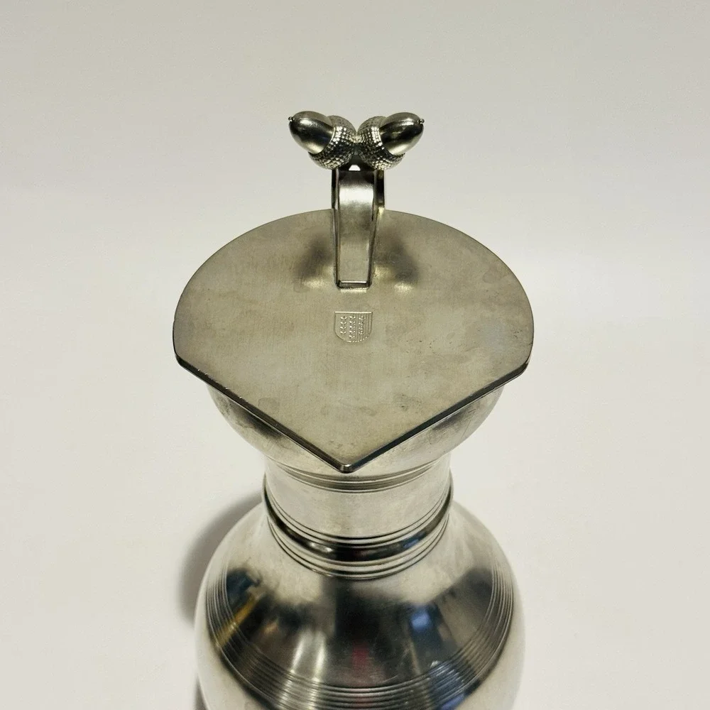 Vintage Etain Sigg Zinn Frauenfeld Tankard Flip Top Lid Double Acorn Finil‎ .8L